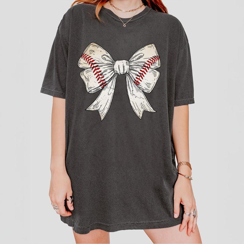 Comfort Colors Shirt, Coquette Baseball Softball Bow Shirt, Cute Baseball Mama Shirt, Mothers day Gifts For Baseball Mom, Gift For Baseball Lover Tees