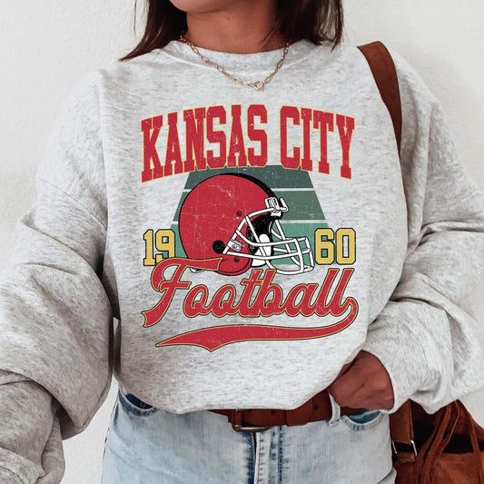 Kansas City Vintage Football Crewneck Sweatshirt, Vintage Kansas City Football Sweatshirt For Sports Fans Unisex, Gift For Fan