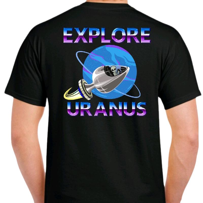 Explore Uranus Men's funny T-shirt- Crewneck Menswear Casual Cotton