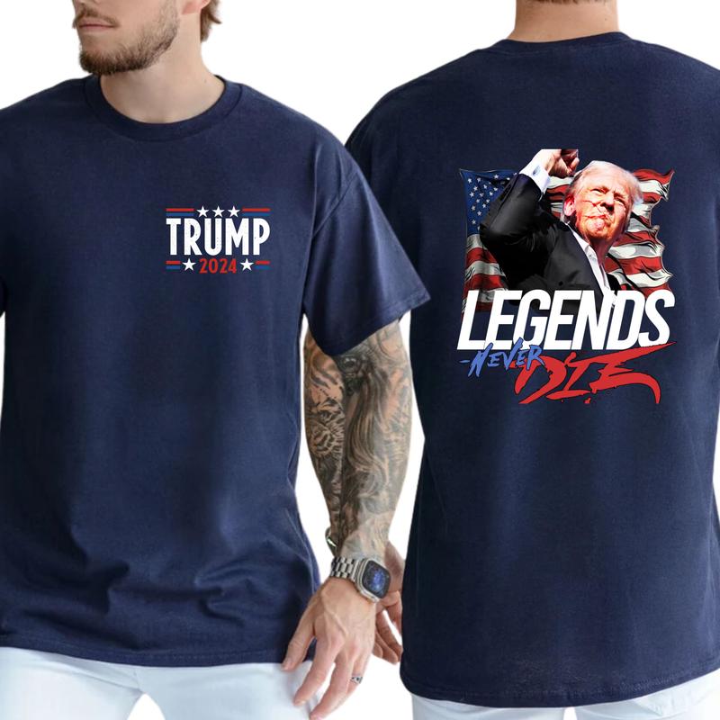 2-Side Donald Trump LEGENDS NEVER DIE 2024 Legend T-Shirt, Full Color, For Men ,Gift For men, Casual
