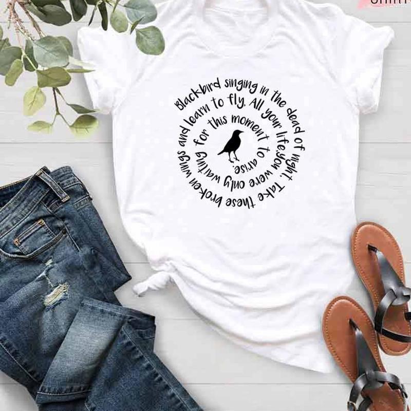 Blackbird Singing In The Dead Of Night Shirt, Blackbird Beatles Shirt, Beatles Lyrics, Music Shirts For Women, Music Lovers Gift Cotton Fabric