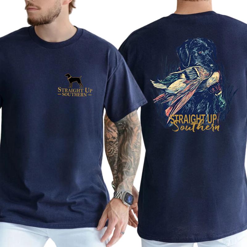 Straight Up Southern Dog Hunting T-Shirt 2 Sided, Gift For Men, Love, Athletic, Casual