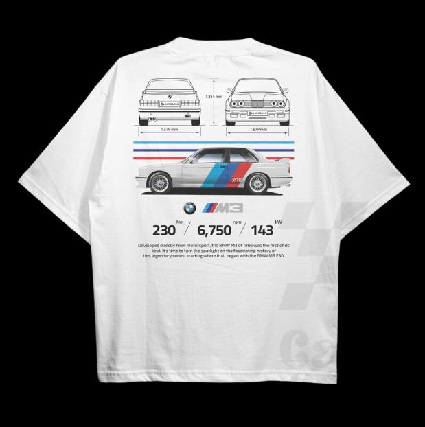 Drive in Style Car-Themed T-Shirts, E30 M3 BluePrint T-Shirt, E30 M3 BluePrint Technical Specs T-Shirt, Racing Shirt, Sport Car Shirt Menswear Top