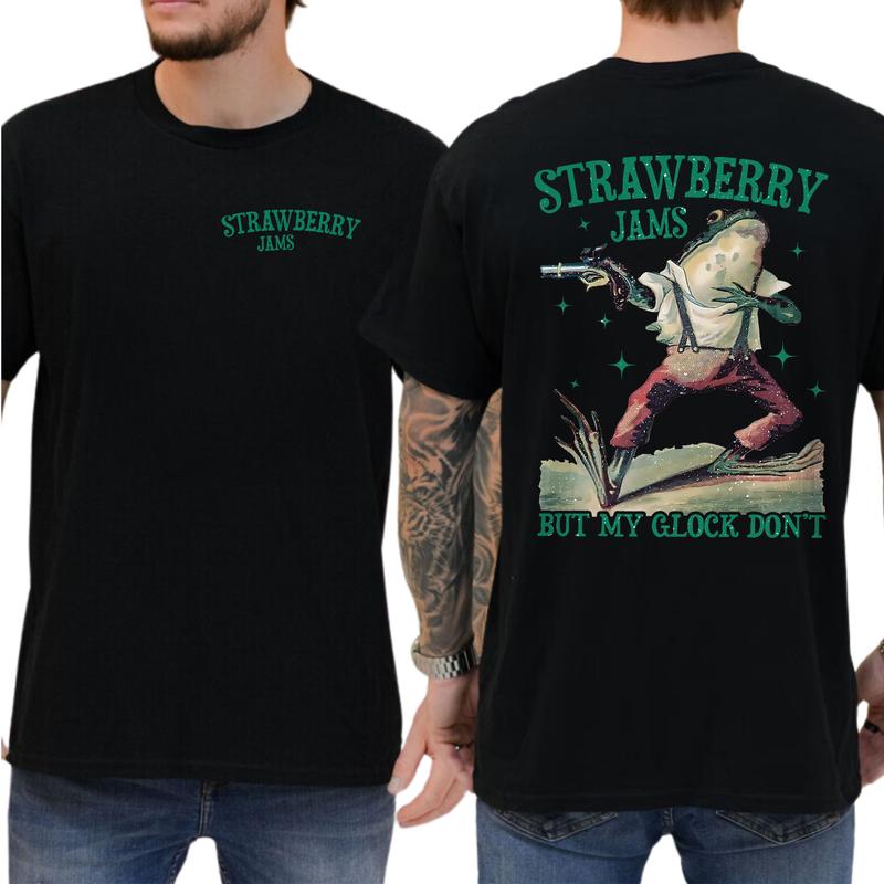 Casual, 2-sided Colors Strawberry Jams But My Glock Dont, Full Color, For Men ,Gift For men, Casual