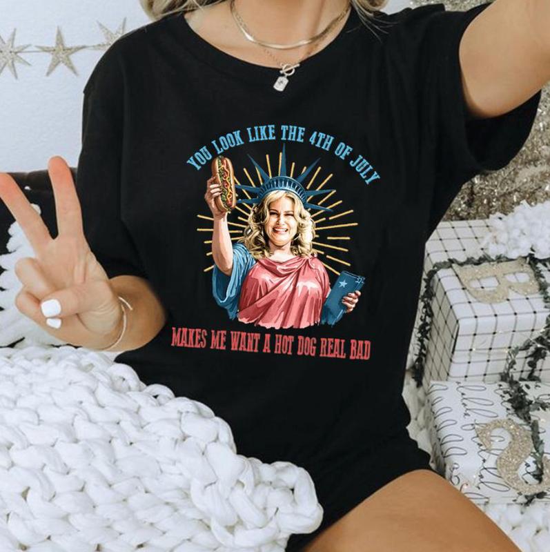 You Look Like The 4th Of July Makes Me Want A Hot Dog Real Bad  Shirt, Funny 4th Of July Gift Shirt, Full Color, Menswear Top, Womenswear Top, clearan