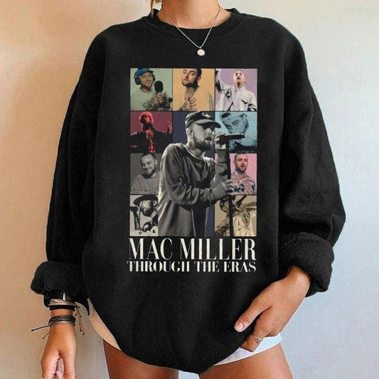 Retro Macc Miller Through The Eras Sweatshirt, Macc Miller Self Care Macc Swimming Album, Rap Hip Hop Merch, For Fan