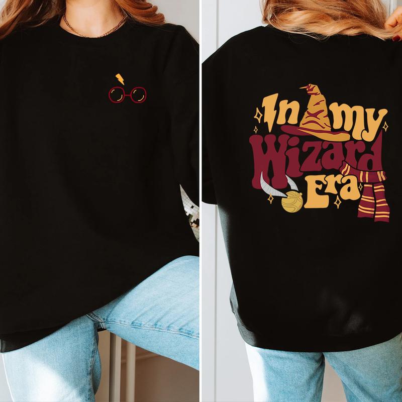 HP 2 Sides Wizard Sweatshirt Hoodie Shirt, gift for fan Cotton Fit Womenswear