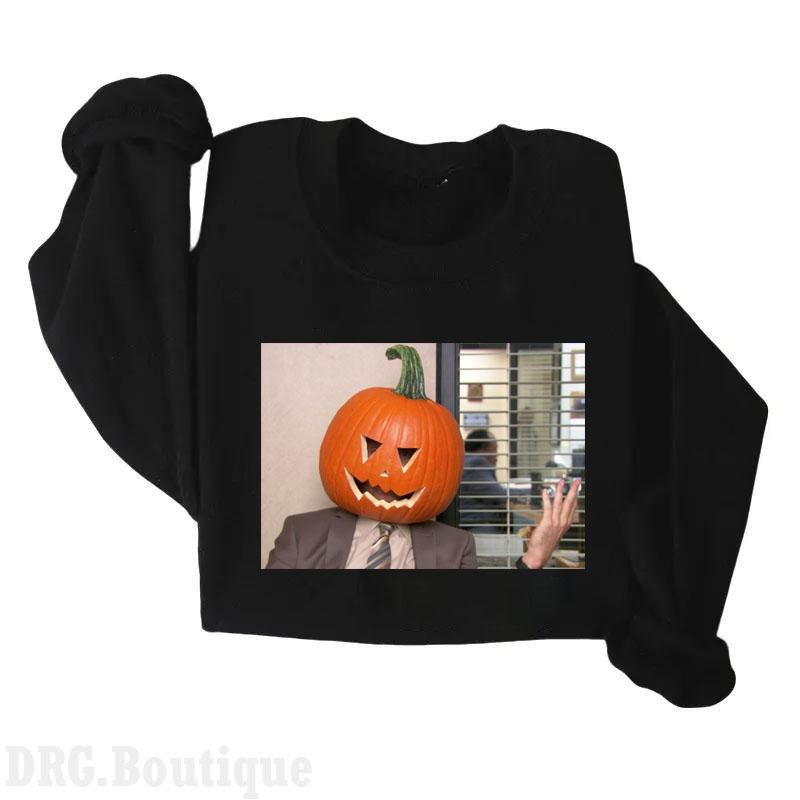 Pumpkin Head CrewNeck, Halloween 2024 Merch Women's Shirt, Halloween Gift Sweatshirt Cotton Fit