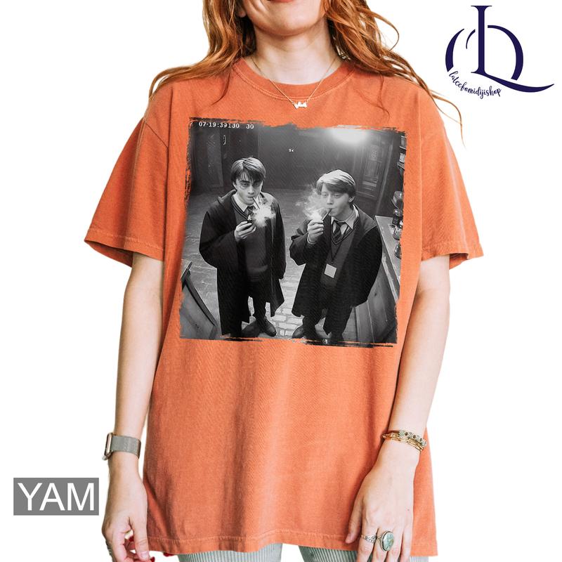 Harry and Ron Smoking T-Shirt, Funny Harry And Ron Shirt, Meme 90s Vintage Shirt, Potter Tshirt, Wizarding Fan, Birthday Gift Potter
