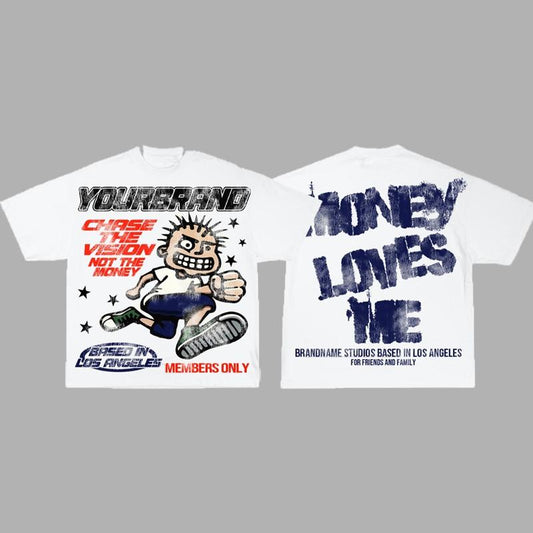 Y2K Graphic Money Love Me Personalize Printed Tshirt Casual Cotton