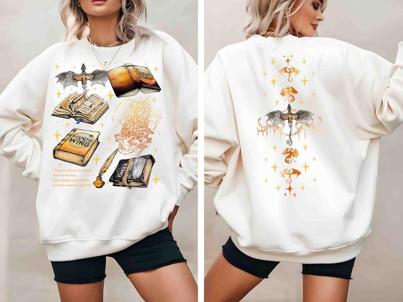 Fourth Wing Series Two Sided Sweatshirt For Fans, Basgiath War College Shirt, Dragon Rider Bookish Shirt, Book Merch Gift, T-Shirt, Sweatshirt, Hoodie