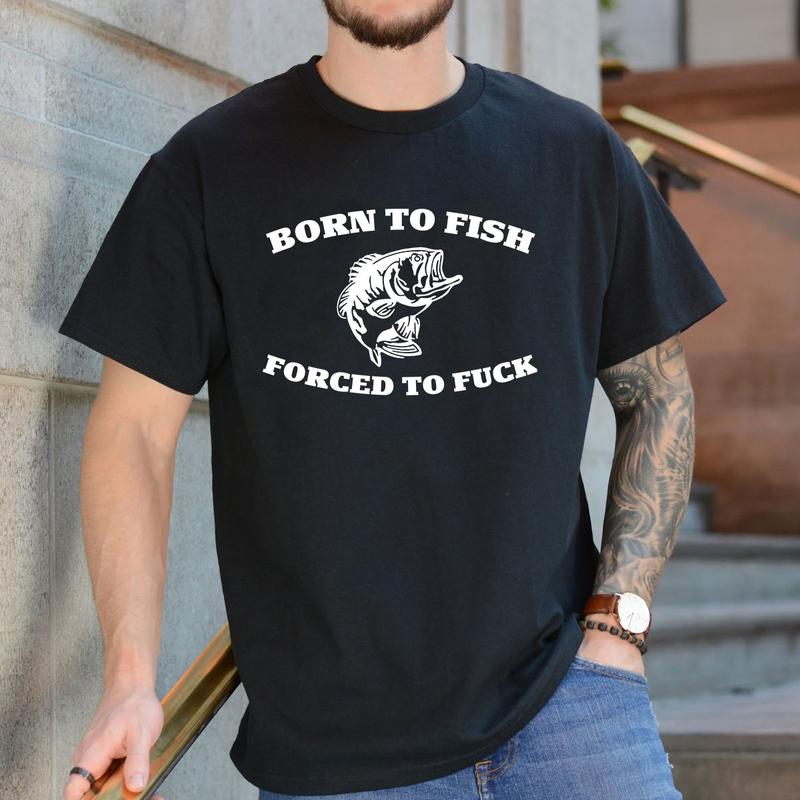 Born to Fish Tee Casual Cotton Streetwear T-Shirt Unisex Fabric Cotton Collar
