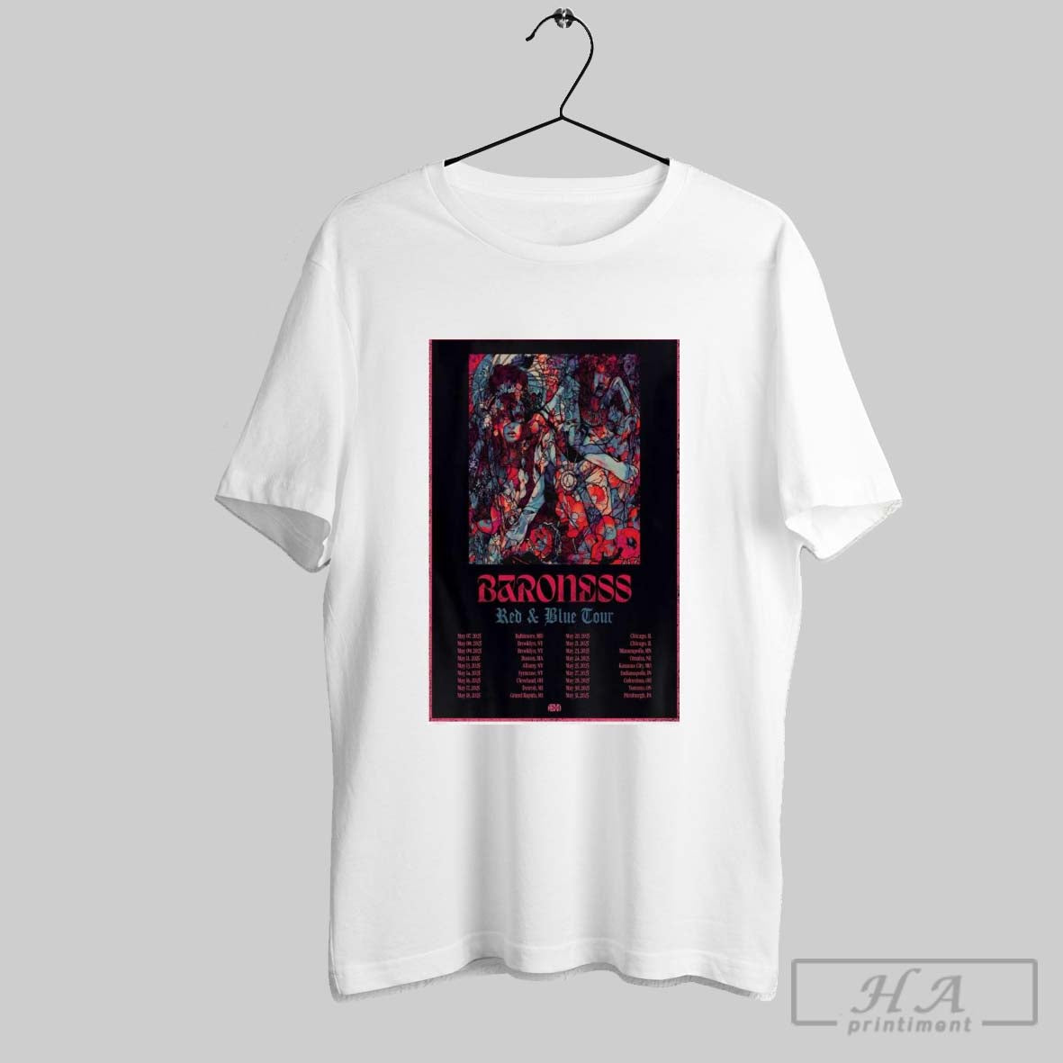 Poster Baroness Red And Blue North American Tour 2025 May 07 Baltimore Md May 08 Brooklyn Ny T Shirt