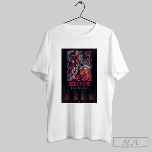 Poster Baroness Red And Blue North American Tour 2025 May 07 Baltimore Md May 08 Brooklyn Ny T Shirt