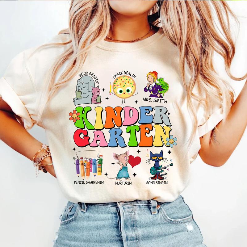 First Day of School for Teachers Children's Books Characters Shirt, Library Elephant Piggie Pigeon, Kindergarten Teacher Shirt, Back To School Gift, R