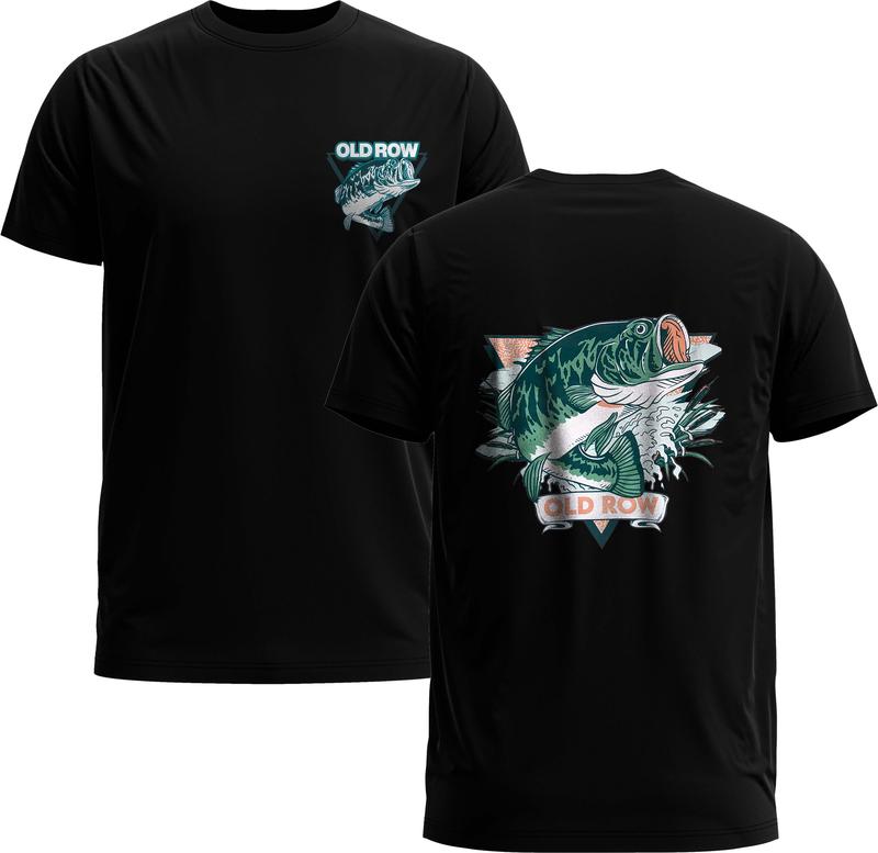 Old Row Outdoors Bass Triangle Tee, Old Row Unisex Print TShirt Gift - Gildan 5000 Graphic Shirt, Heavy Cotton, Full Sizing & Colors