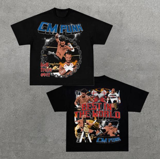 VINTAGE TEE  CM PUNK, Double Sided Prints Vintage T-Shirt, Wrestler Shirt, WWE Shirt, Y2k Shirt, Vintage Graphic Tee, Unisex T-Shirt, Gift For Him, Ad