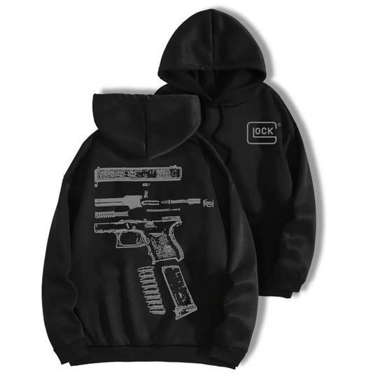 In Glock We Trust Black Hoodie with Multicolor Design for Men and Women - Classic Fit - Menswear