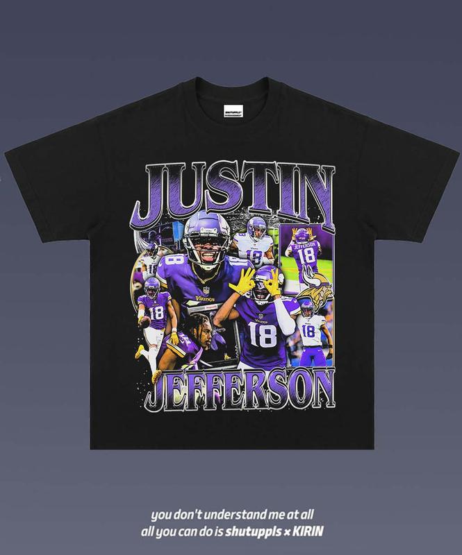 JUSTIN JEFFERSON 1.4 VINTAGE TEE  AMERICAN FOOTBALL  GIFT FOR FAN