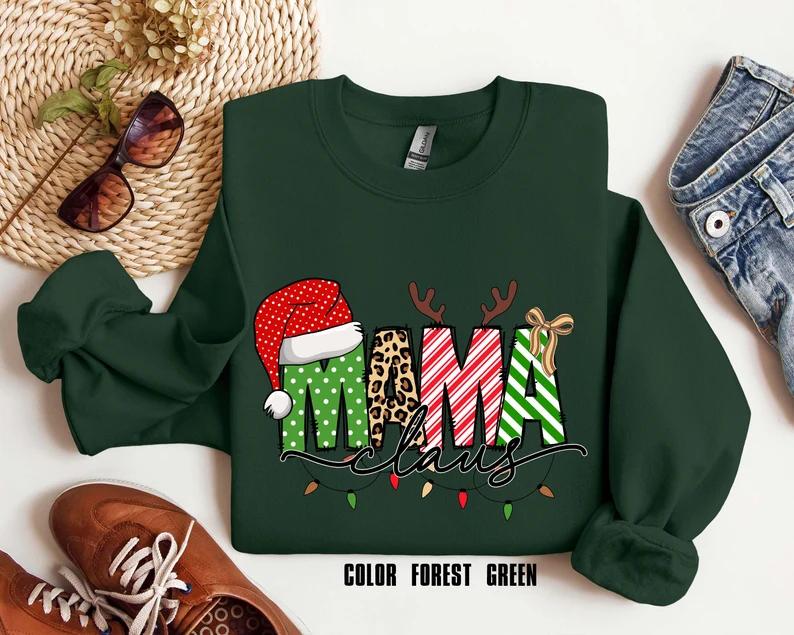 Mama Claus Sweatshirt, Merry Christmas Sweatshirt, Christmas Shirt, Christmas Sweatshirt, Christmas Gift For Mama, Christmas Mama Sweatshirt