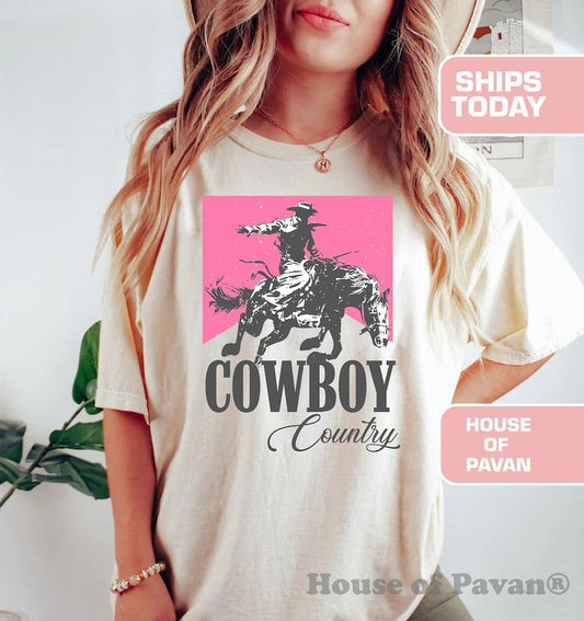 Western Cowboy Country, Pink Rodeo Shirt, Vintage Inspired Tee Shirt, Western Graphic  T-shirt, sweater and Hoodie 2 sides