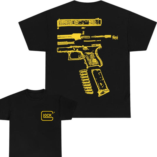 Glock Double Sided Tshirt , GLock Tee , Design Colo Yellow - Full Color , Men's Top , Menswear , For Her ,For Him Classic Cotton