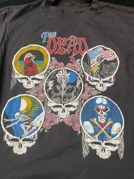 Vintage Grateful Dead The Dead Tee T Shirt Vintage Band Concert Tour 1980, Graphic T-Shirt Hip Hop Unisex Music Album T-shirts, y2k band shirt, gift f