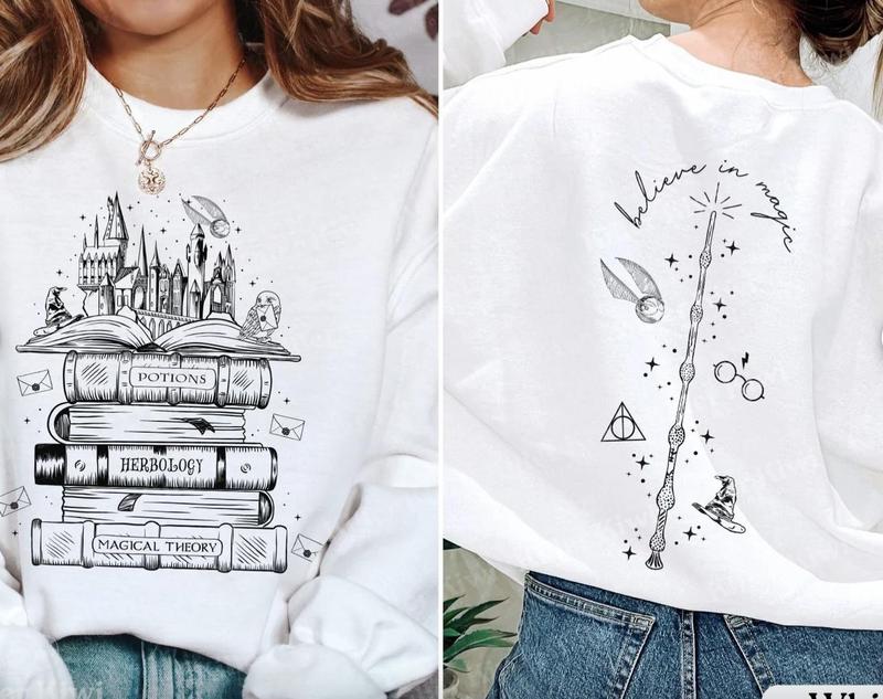 Hogwarts Castle Book Sweatshirt, Harry Potter Shirt, Harry Potter Wizard Houses Sweatshirt Casual