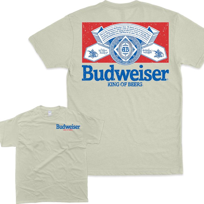 Budweiser Distressed Front and Back Print T-Shirt Casual Fashion Classic