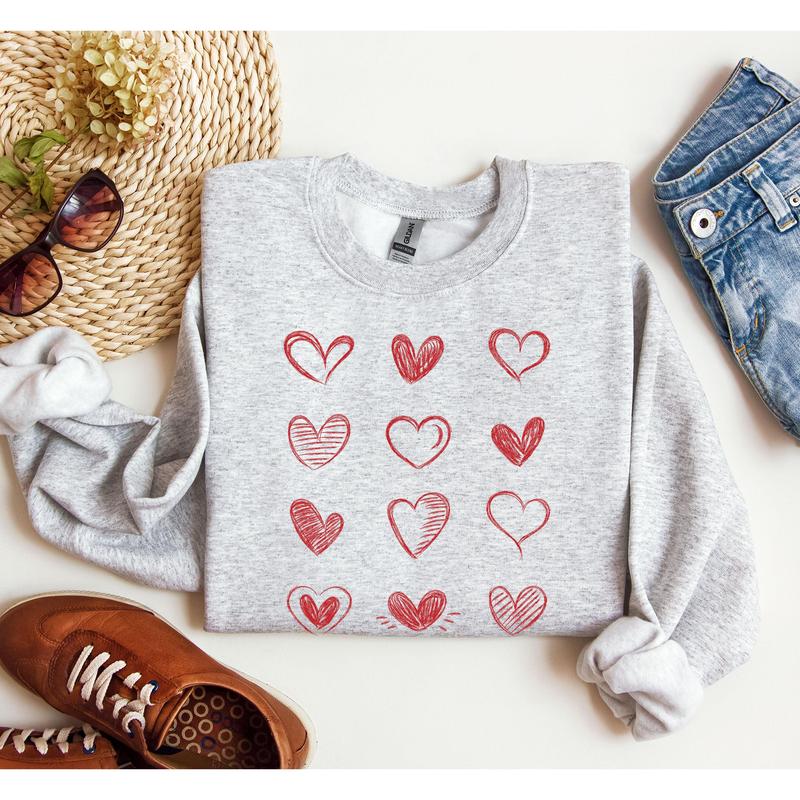 Retro Chic Hearts Sweatshirt, Vintage Valentine's Day Sweatshirt