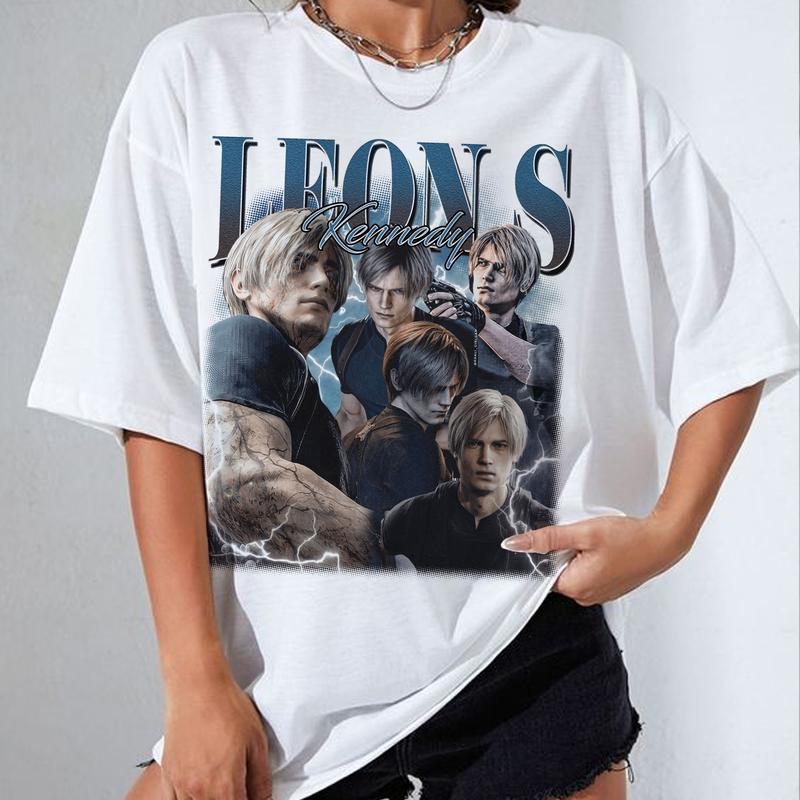 Leon Kennedy Vintage T-Shirt, Leon S.Kennedy Resident Evil Shirt, Gift For Gaming Lovers Casual Clothing Fabric Menswear Sweatshirts