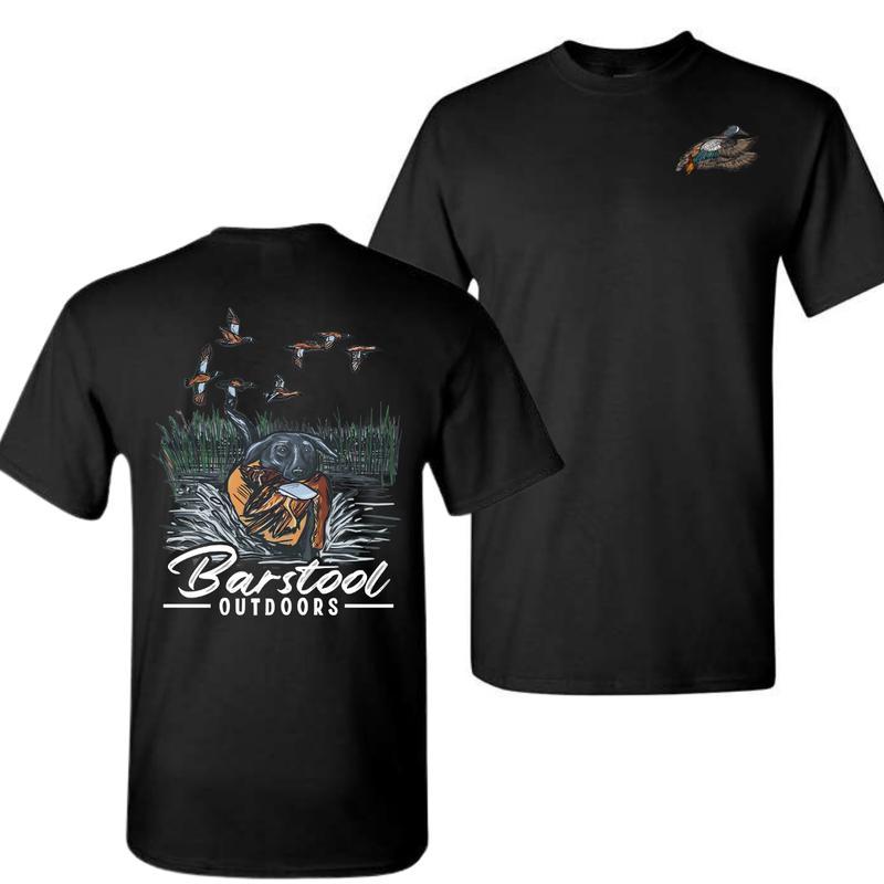 Unisex Menswear Barstool Outdoors Duck Hunt Ii T-Shirt - 2 Side Tshirt for Men for Women in Summer, Trendy Shirt, Unisex T-Shirt, Full Size, Full Colo