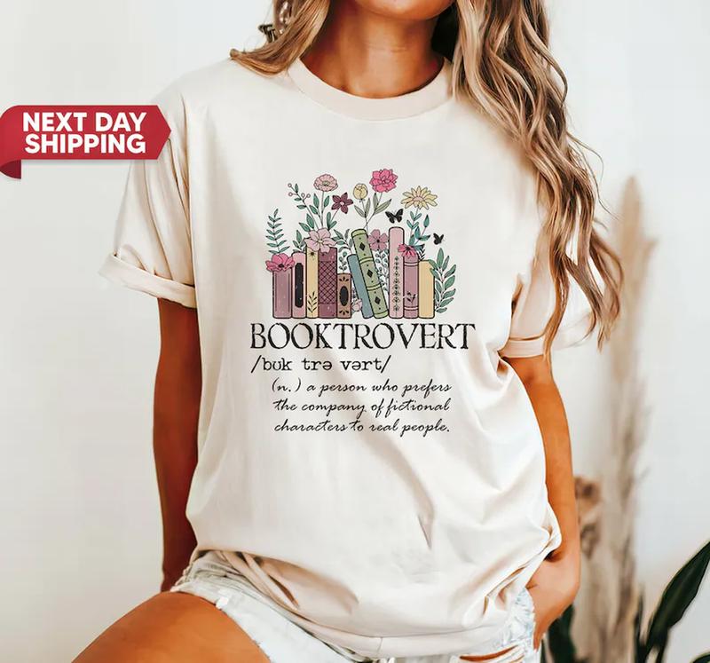 Booktrovert Book Lover Gift Shirt, Bookworm Librarian Cotton Top, Club Shirts Bookish Gift, Reader Enthusiast Unisex Cotton Softstyle Tee