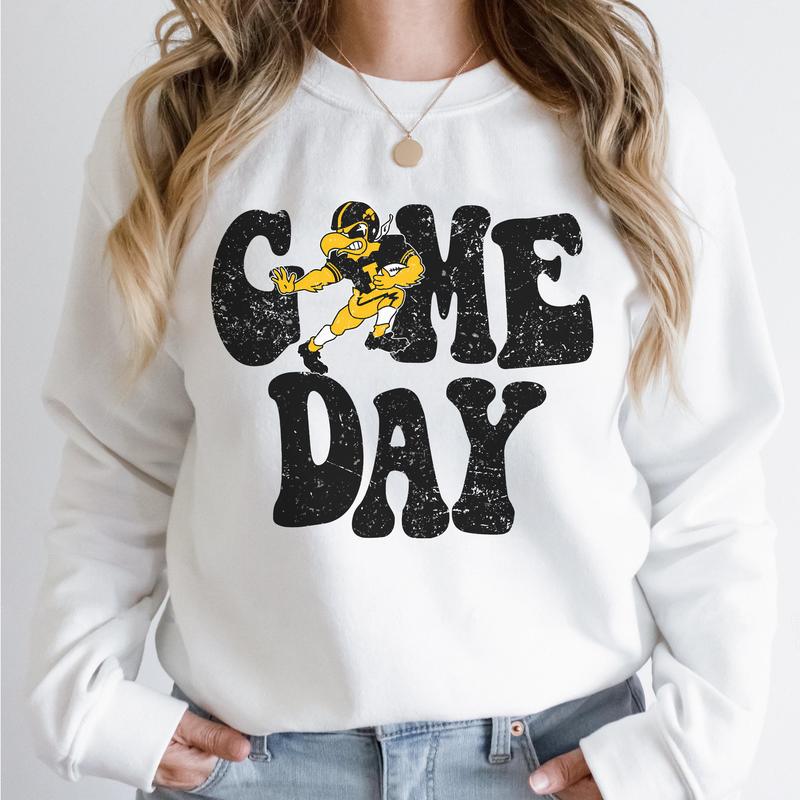29. Iowa Hawkeyes Vintage NCAA Football Sweatshirt, College Game Day Apparel, Classic Sports Team Gift for Fans
