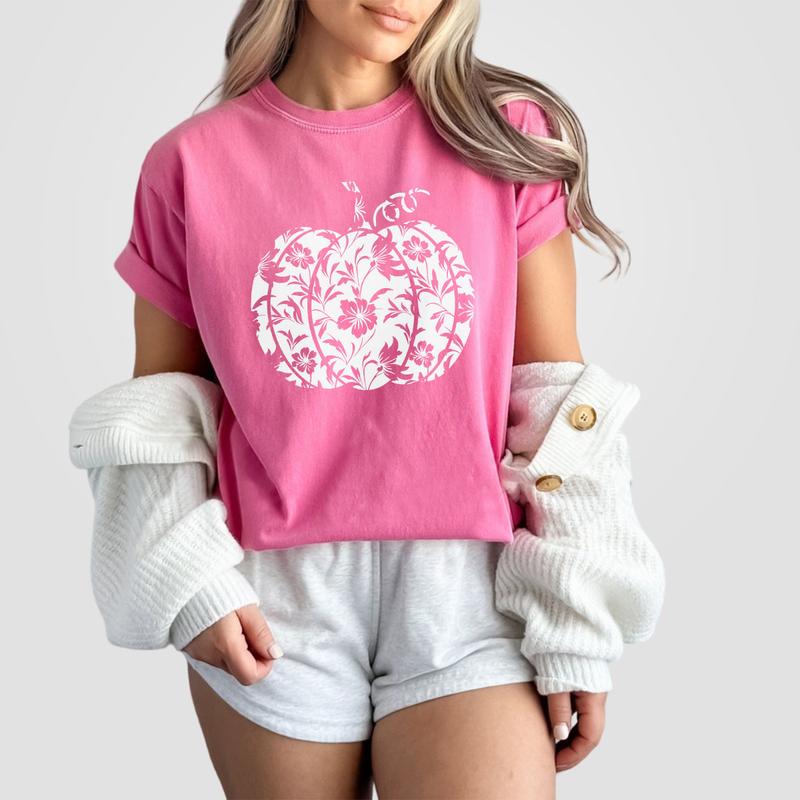 Floral Pumpkin Shirt, Halloween Shirt, Halloween Pumpkin Shirt, Fall Comfort Tee, Fall Shirt for Woman, Pumpkin Shirt, Autumn Shirt, Pumkin Floral Shi