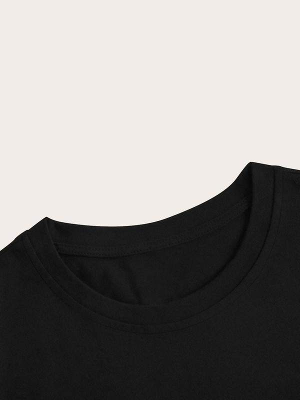 Men's Regular Fit Letter & Smiling Face Print Round Neck Graphic Tee, Casual Short Sleeve Crew Neck T-shirt for Summer, Fashion Men's Top for Daily We