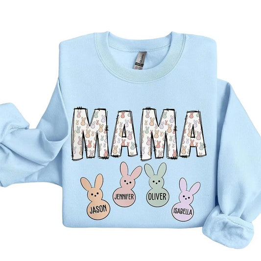 Custom Easter Mama Sweatshirt With Kids Names, Mama Easter Sweater, Mom Easter Shirt, Cute Easter Shirt, Mamas Bunnies Shirt, Easter Gift