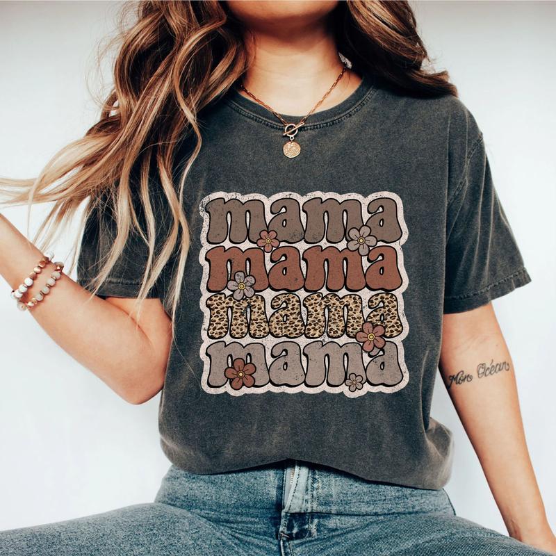 Mama Retro Flower Shirt, Comfort Color Mama Shirt, Leopard Mama Shirt, Mom Shirt, Mother's Day Shirt, Retro Mama Shirt, Mama Tees, Women Top, Mama T-S