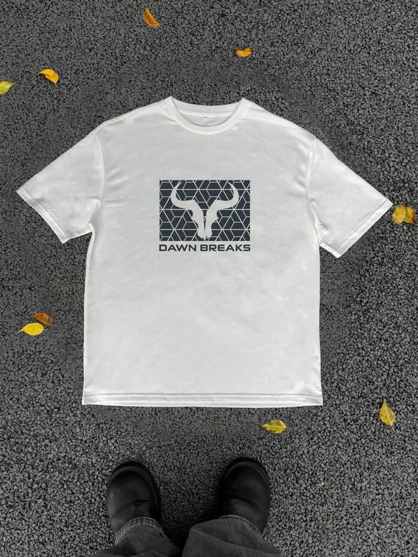 Men's Bull Head & Letter Print Round Neck Tee, Regular FitÂ Trendy Casual Streetwear GraphicÂ Short Sleeve T-Shirt for Daily Wear, Graphic Tees,Â Men's S