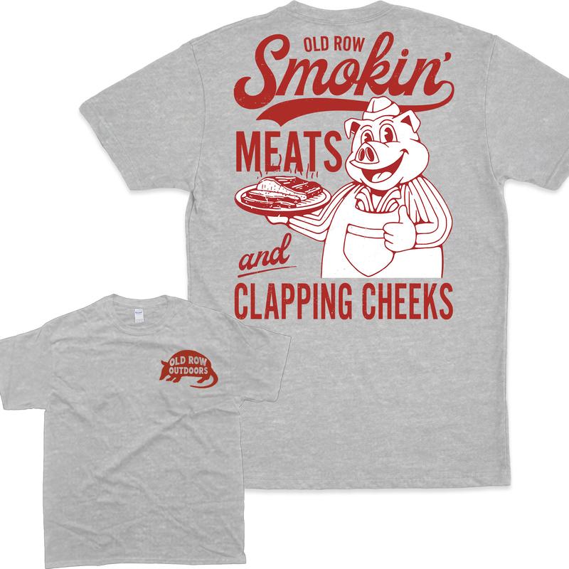 [Sale Up To 60%] Old Row The Smokin' Meats and Clapping Cheeks Graphic Tee, Graphic T-Shirt, Vintage Style, Retro Outfit, For Men, For Women