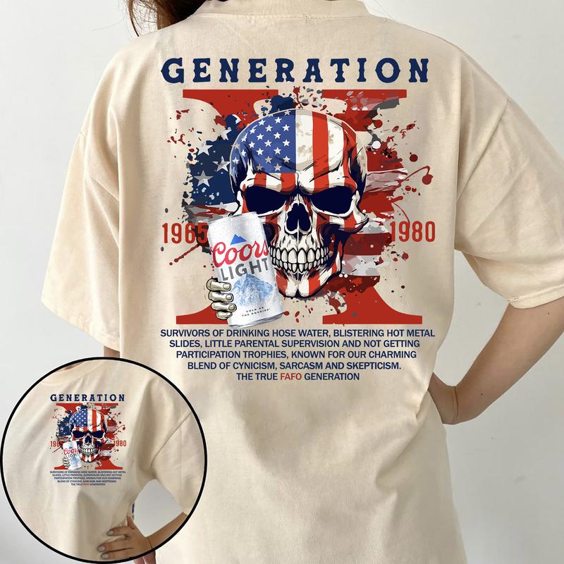 Gen X Funny Beer Shirt Generation X FAFO Two Side, Casual Gen X Humorous T-Shirt for GenX