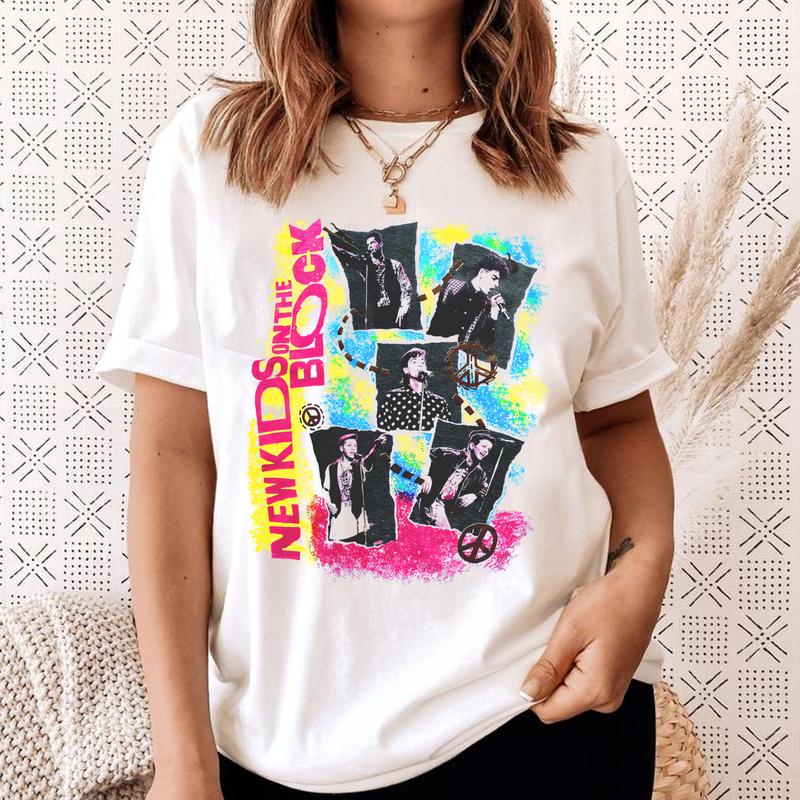 Neon New Kids On The Block TShirt, Retro Band Tee, Old School Boy Band, Pop Band Shirt, NKOTB Shirt, Summer Carnival 2024