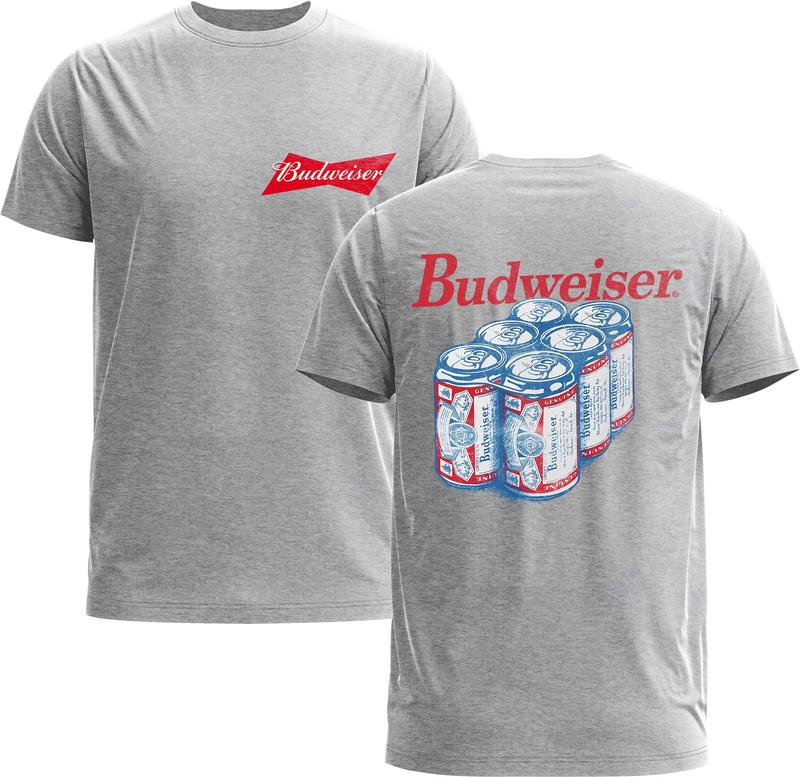 Budweiser Beer Retro 2-Sided Tee - Beer Unisex Tee - Gildan 5000 Graphic Shirt, Heavy Cotton, Full Sizing & Colors Tops, Ideal For Beer Menswear Man
