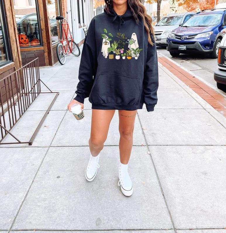 Funny Plant Ghost Sweatshirt, Halloween Plant Lady Shirt, Plant Lover Gift, Ghost Crewneck Sweatshirt, Spooky Gardener Shirt