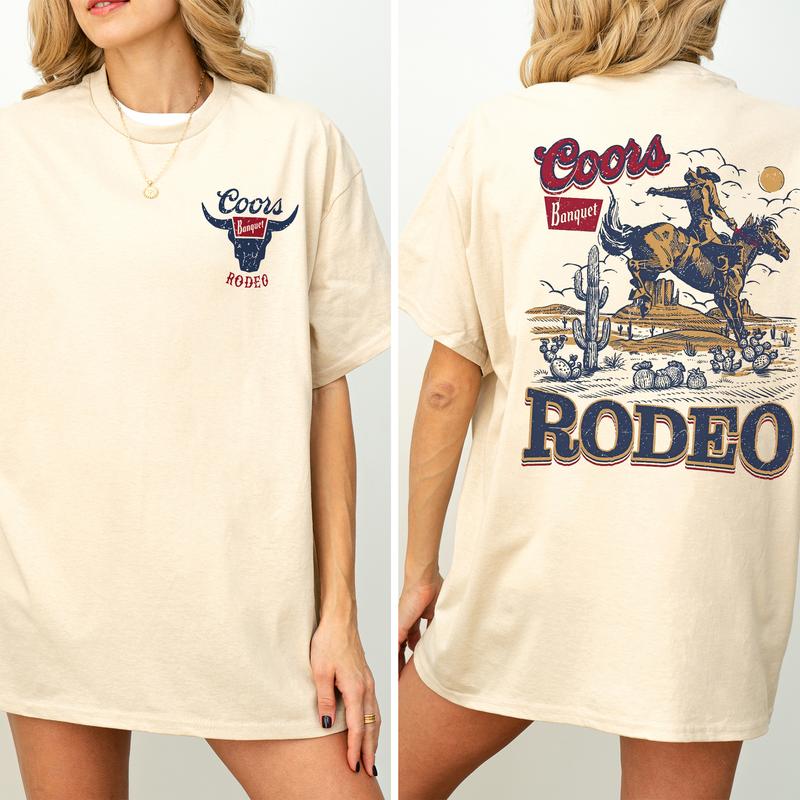 Coors Rodeo Vintage Graphic 2 Sided Shirt, Retro Rodeo T-Shirt, Wild Rodeo Yee Haw Cowboy T-shirt, Cowgirl Comfort Clothing, Cotton Fabric Tshirt, Pri