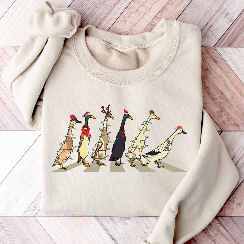 Christmas Ducks Sweatshirt - Funny Duck Sweatshirt for Women, Perfect Gift for Farm Lovers this Holiday Season, Ducks T-shirt, Gift for Family - Trend