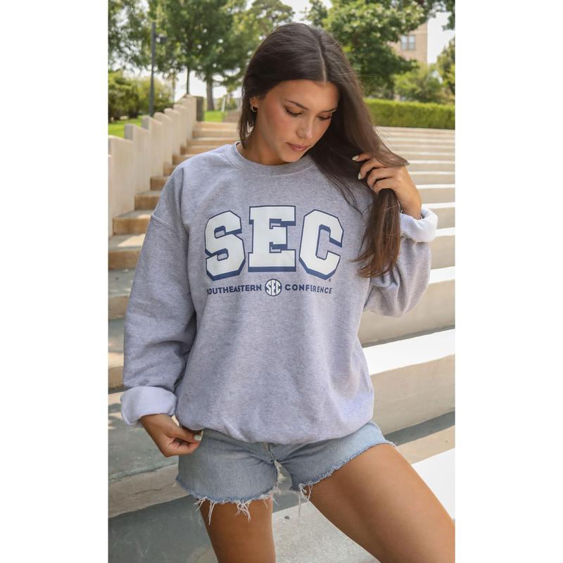 Sec Block Retro Sweatshirt, NCAA Southeastern Conference SEC Shirt, College Hoodie Cotton Menswear Sweaters Classic Polyester Spandex Sport