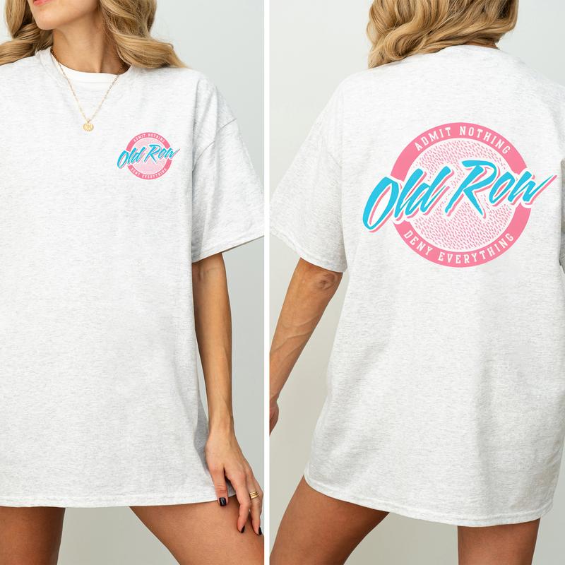 Vintage Old Row Rad Chicks Shirt 2-Sided, Pastel Old Row Circle Logo Printed Tee, Retro OldRow T-shirt,Drinking Women's Top, Comfort Casual Womenswear