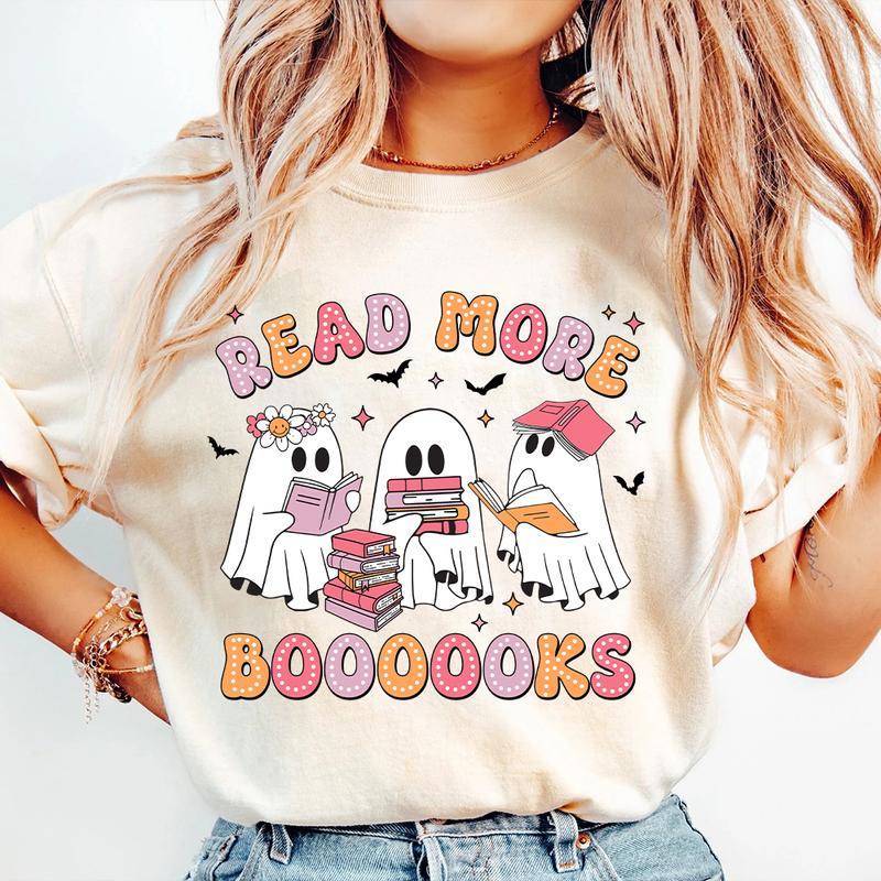 Read More Books Spooky Teacher Shirt, Halloween Shirt for Teacher, Teacher Halloween Shirt, Groovy Ghost Teacher Tshirt, Reading Teacher Tee