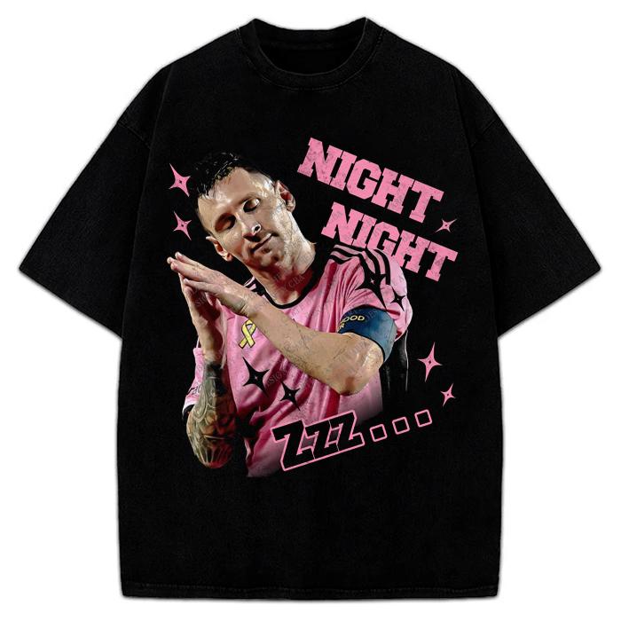 Lionel Messi Night Night Steph Curry Celebration Celly Greatest Of All Time GOAT Graphic T-Shirt Crewneck Cotton Menswear Soft